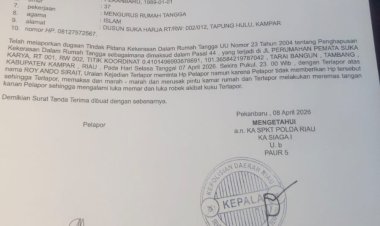 Diduga Jadi Korban KDRT, Perempuan Asal Kampar Resmi Laporkan Pelaku ke Polda Riau