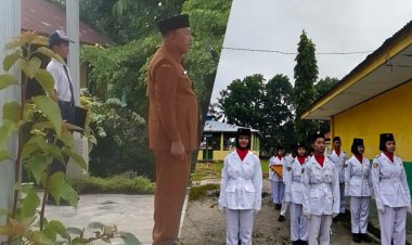 Meriah dengan Marching Band, SMPN 1 Perhentian Raja Peringati Hardiknas 2026 dengan Upacara Penuh Semangat