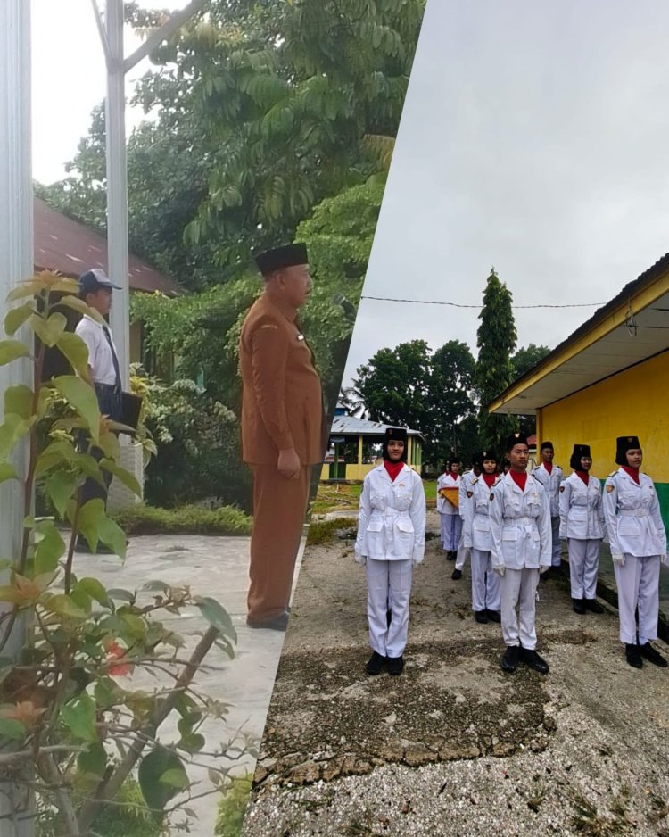 Meriah dengan Marching Band, SMPN 1 Perhentian Raja Peringati Hardiknas 2026 dengan Upacara Penuh Semangat