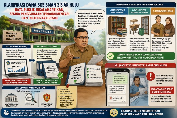 Klarifikasi Dana BOS SMAN 3 Siak Hulu: Data Publik Disalahartikan, Semua Penggunaan Terdokumentasi dan Dilaporkan Resmi