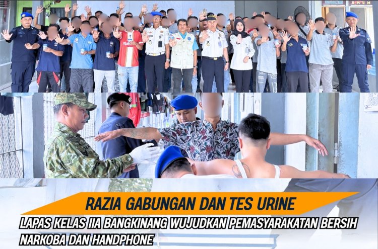 Sinergi TNI, Polri, dan BNK Kampar, Lapas Kelas IIA Bangkinang Gelar Razia Gabungan dan Tes Urine Berantas Narkoba