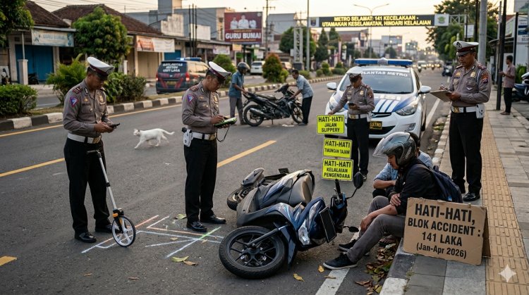 141 Kecelakaan Tunggal Sepanjang Januari–April 2026 di Metro, Polisi: Mayoritas Dipicu Kelalaian Pengendara Bukan Jalan Rusak