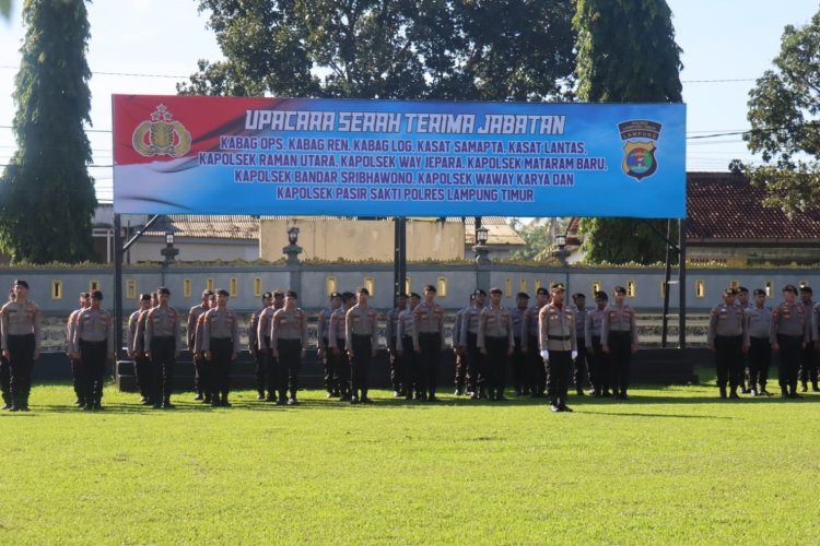 Amanah Baru, Kapolres Lampung Timur Pimpin Sertijab 11 Pejabat Utama dan Kapolsek