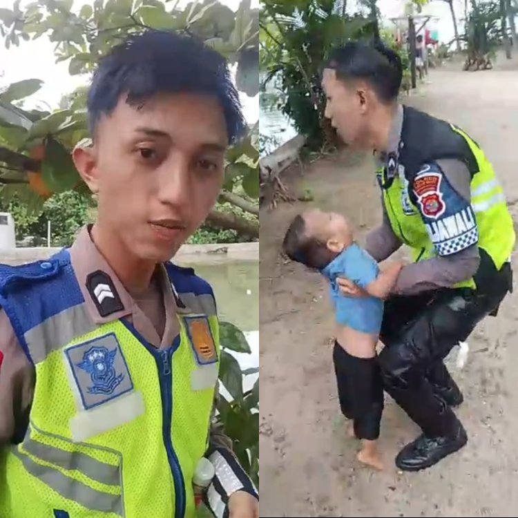 Aksi Heroik!! Dua Personel Polres Pesisir Barat Selamatkan Balita yang Tenggelam
