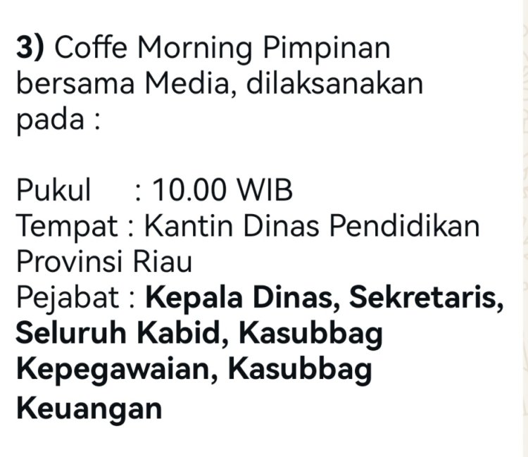 DI ~ PRANK DISDIK RIAU : Agenda Coffee Morning Dibatalkan Sepihak setelah Puluhan Wartawan Menunggu 2 Jam