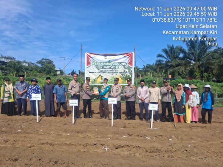Dukung Asta Cita, Polsek Kampar Kiri Gandeng Kompleks Pesantren dan Poktan Tanami Lahan 1 Hektare