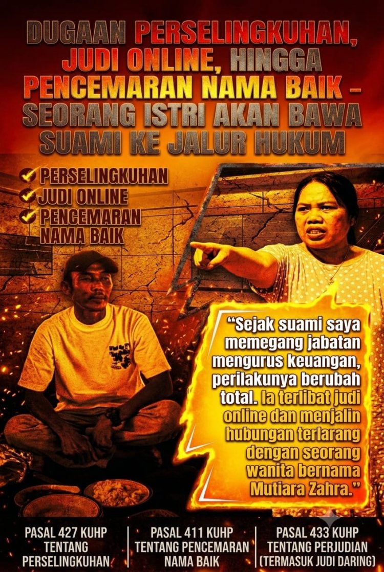 Diduga Selingkuh, Judi, Pencemaran Nama Baik, Seorang Istri Akan Bawa Suami ke Jalur Hukum