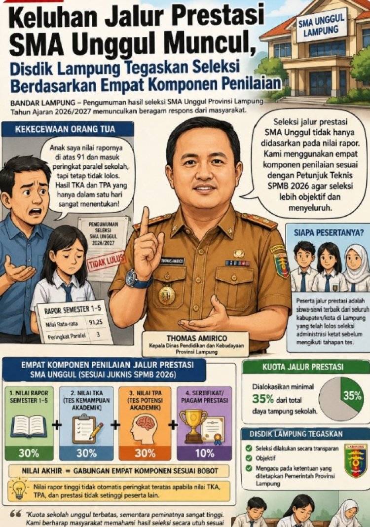 Keluhan Jalur Prestasi SMA Unggul Muncul, Disdik Lampung Tegaskan Seleksi Berdasarkan 4 Komponen Penilaian