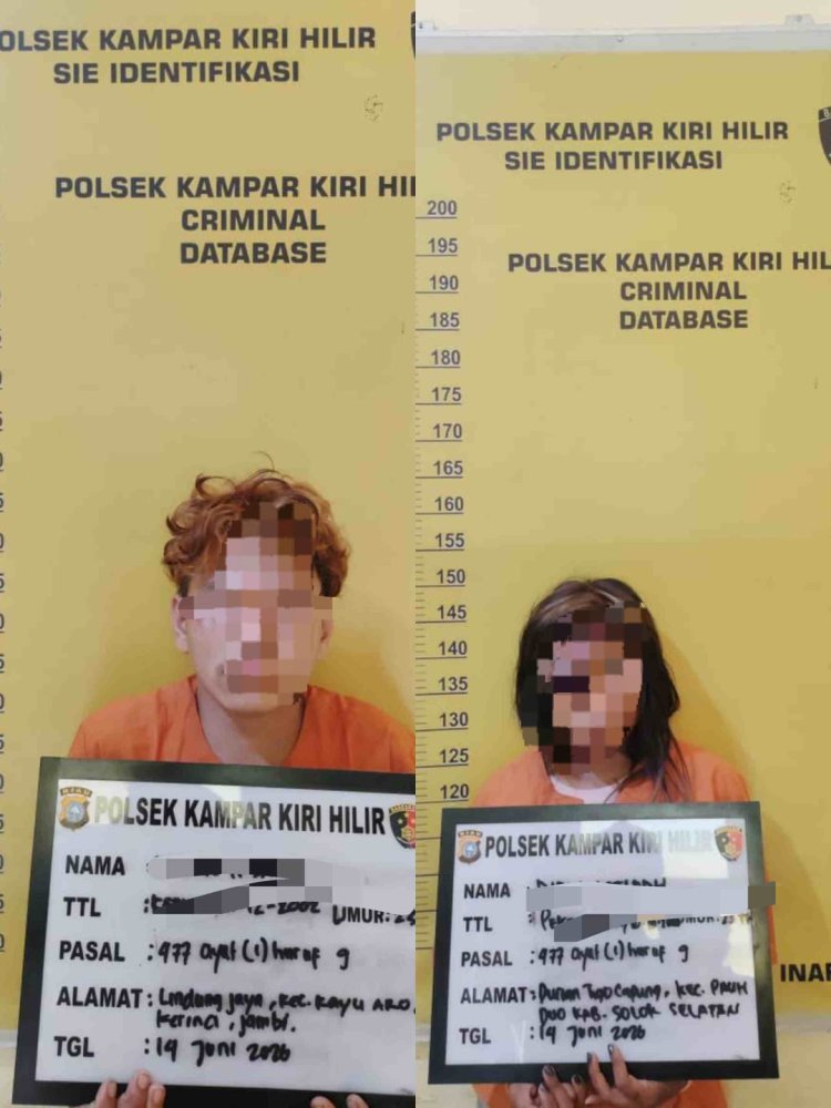 Polsek Kampar Kiri Hilir Tangkap Sepasang Kekasih Terduga Pelaku Pencurian Sepeda Motor