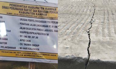 Baru Sekitar Dua Minggu, Jalan Semenisasi Rp190 Juta di Pandau Jaya Mulai Retak dan Patah