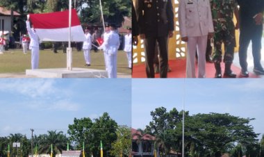 Penuh Khidmat, Camat Siak Hulu Pimpin Upacara Detik-Detik Proklamasi HUT RI ke-81 se-Kecamatan Siak Hulu