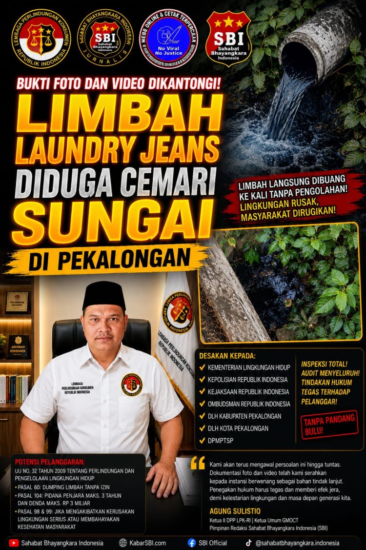 Kantongi Bukti Dugaan Limbah di Pekalongan, LPK-RI dan GMOCT Desak KLH, Polri Serta Kejaksaan Bertindak Tegas