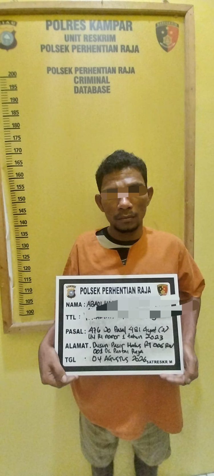 Nekat Curi Mobil dan Handphone Orang Tua, Pria di Perhentian Raja Diringkus Polisi
