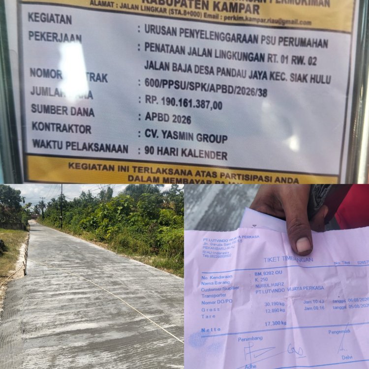 Ketebalan 13 Sentimeter Tanpa Tulangan Besi, Proyek Jalan Rp190 Juta di Pandau Jaya Jadi Sorotan