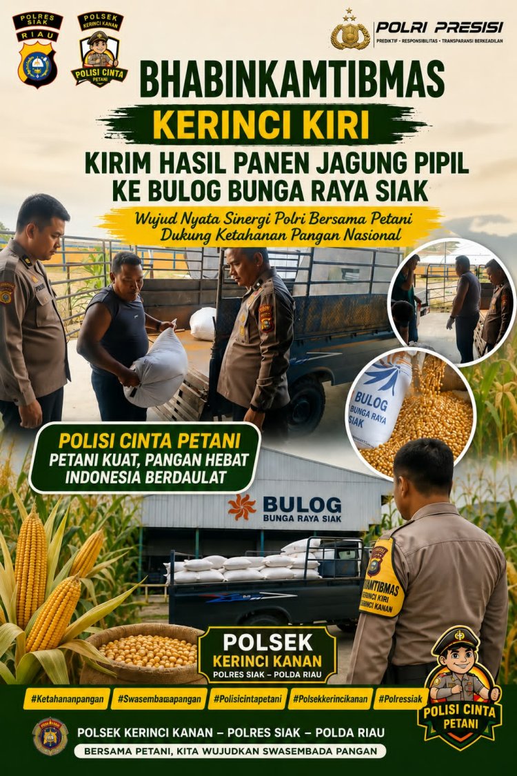 Bhabinkamtibmas Kampung Kerinci Kiri Polsek Kerinci Kanan Kawal Pengiriman Jagung Pipil ke Bulog Siak, Dukung Ketahanan Pangan Nasional