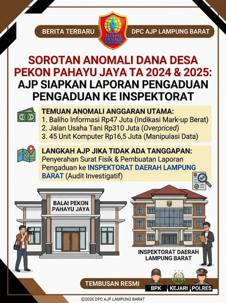 DPC AJP Lampung Barat Surati Peratin Pekon Pahayu Jaya Soal Dugaan Anomali Dana Desa, Siapkan Lapdu ke Inspektorat