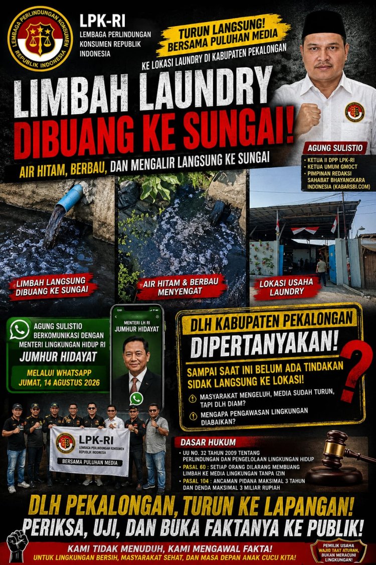 Puluhan Media Saksikan Aliran Limbah Laundry ke Sungai, DLH Pekalongan Jangan Tutup Mata!