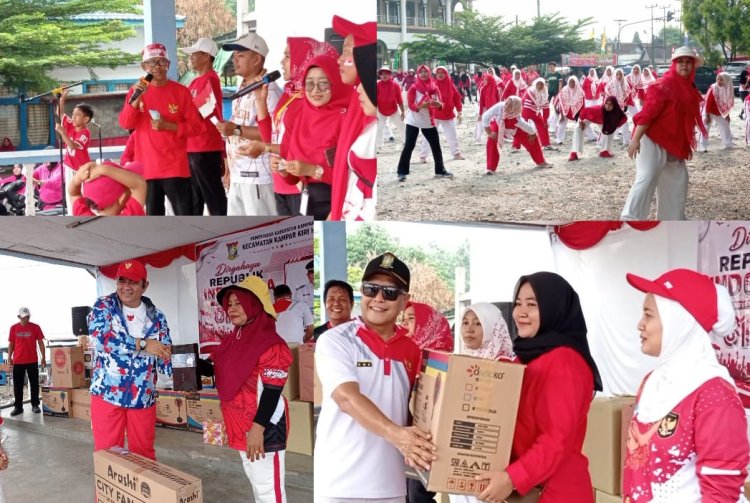 Sambut HUT RI ke-81, Kecamatan Kampar Kiri Hilir Gelar Jalan Santai di Sungai Pagar