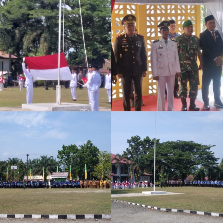 Penuh Khidmat, Camat Siak Hulu Pimpin Upacara Detik-Detik Proklamasi HUT RI ke-81 se-Kecamatan Siak Hulu