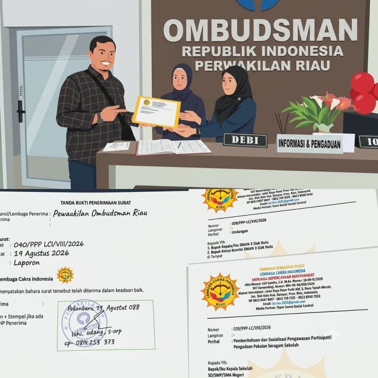 LCI Laporkan Dugaan Pengadaan Seragam Oleh Komite Sekolah SMAN 3 Siak Hulu ke Ombudsman Riau