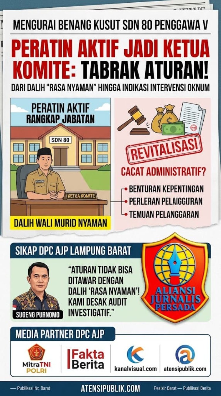 Rangkap Jabatan Peratin di SDN 80, DPC AJP Lampung Barat Desak Inspektorat Gelar Audit Investigatif