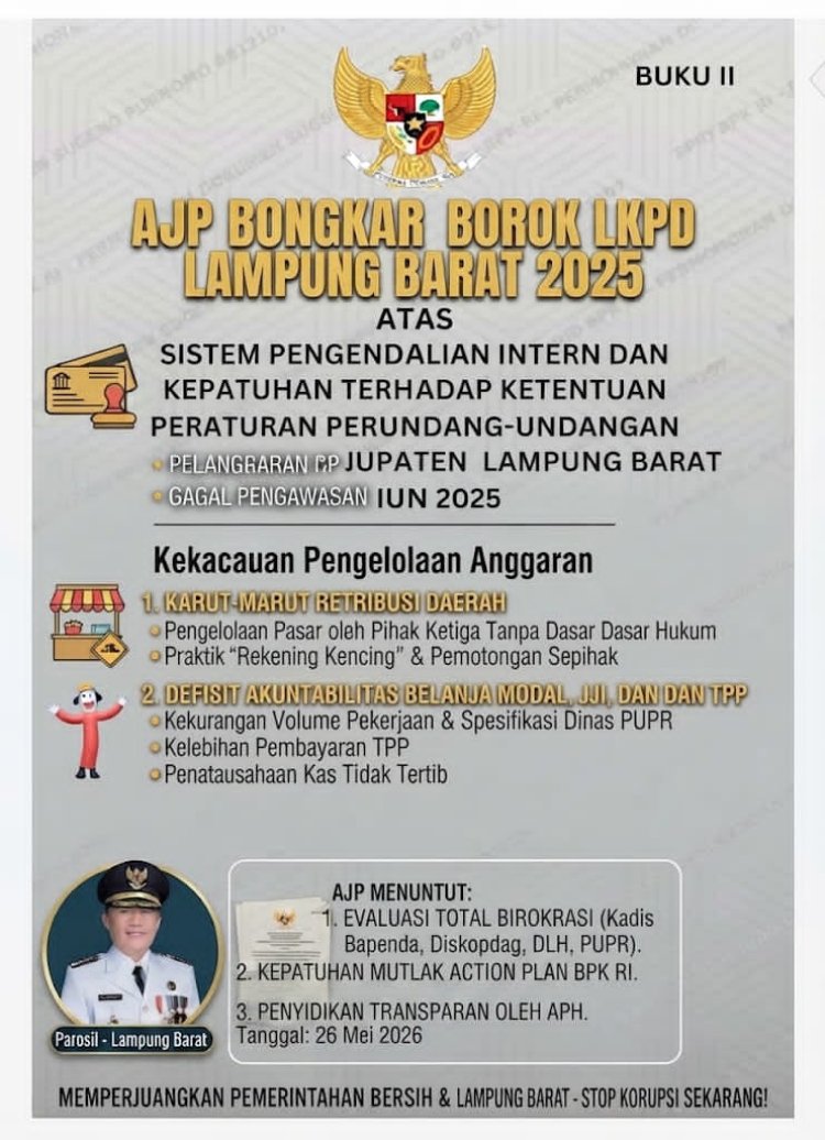 AJP Bongkar Borok  LKPD Lampung Barat 2025: BPK Temukan  Aliran Dana Pendapatan Melalui "Rekening Titipan" Tanpa Dasar Hukum